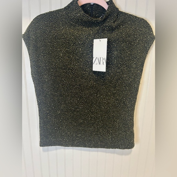 Zara Black and Gold Textured Blouse - Picture 1 of 2